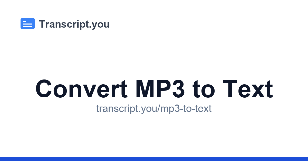 Convert MP3 to Text | Transcript.you
