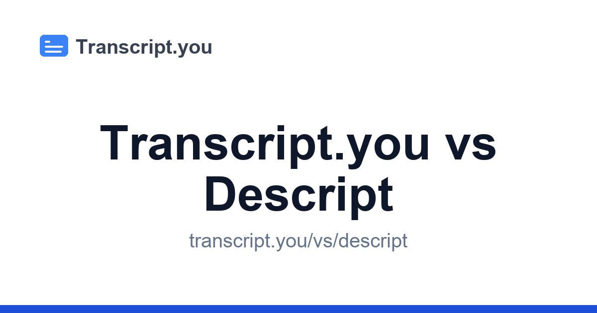 Transcript.you vs Descript — Transcription vs Audio Editor | Transcript.you